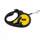 Рулетка 5м WAUDOG "Бэтмен Желтый" S черная светоотражающая лента для собак до 15кг