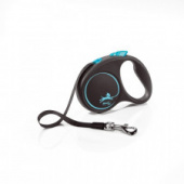 Рулетка 5м Flexi Black Design S голубая с ремнем для собак 15кг